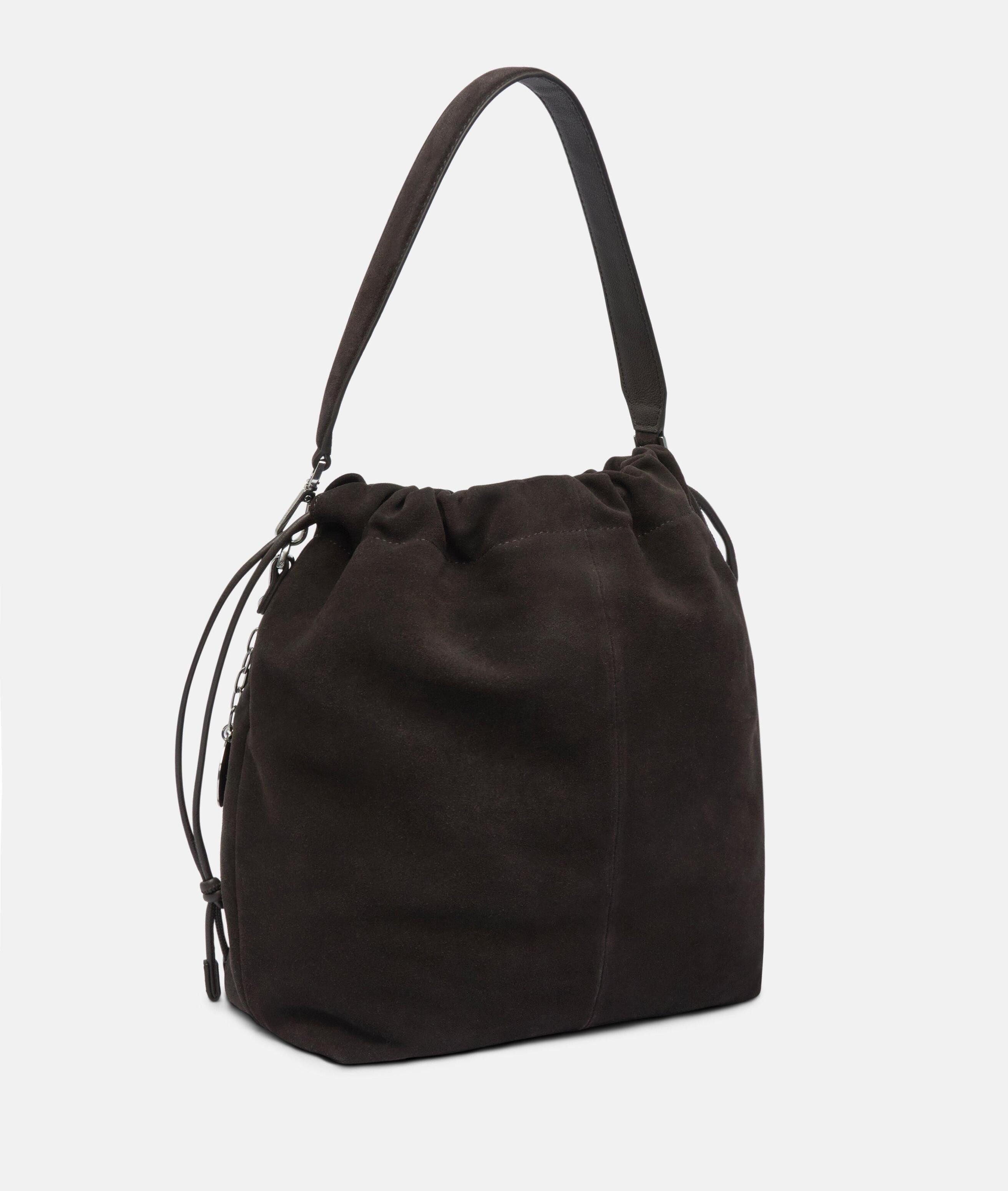 Liebeskind Berlin Schultertasche Lya II Hobo M, Geräumige Beuteltasche aus weichem Veloursleder