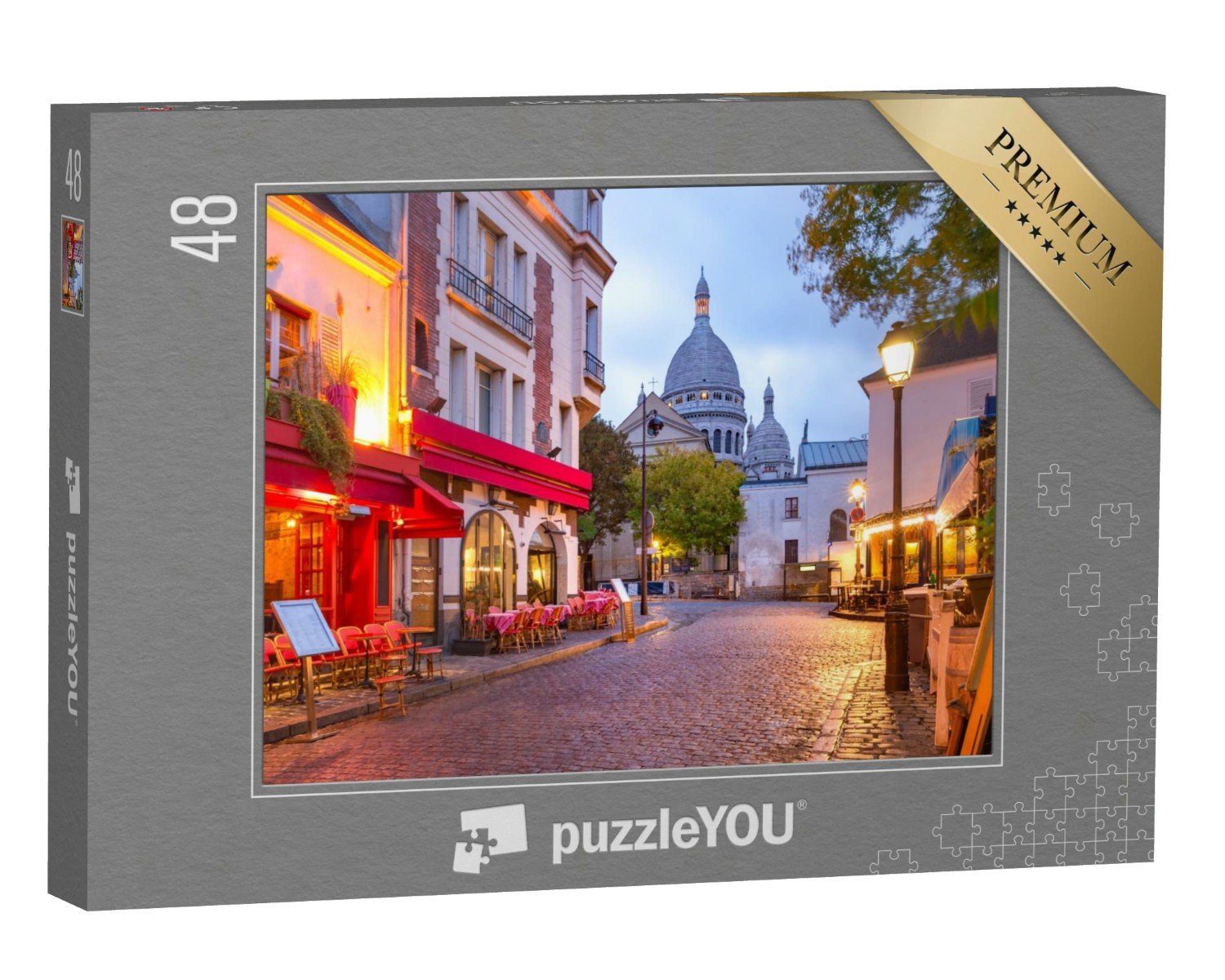 puzzleYOU Puzzle Place du Tertre mit Sacre-Coeur am Morgen, Paris, 48 Puzzleteile, puzzleYOU-Kollektionen Europa