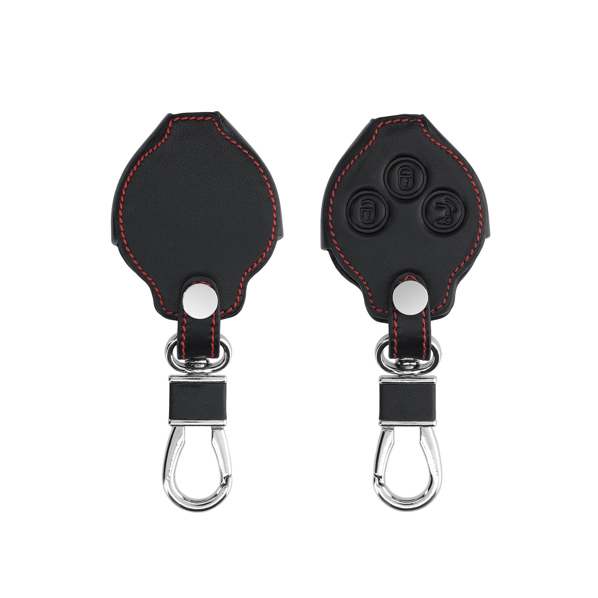kwmobile Schlüsseltasche Autoschlüssel Kunstleder Hülle für Smart 3-Tasten Funk Autoschlüssel, Schlüsselhülle Schlüssel Case Cover Schwarz