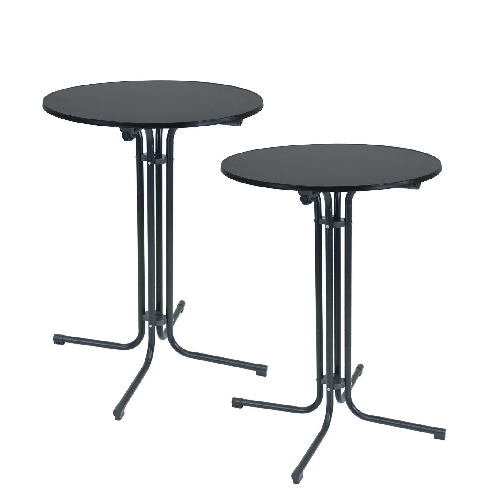 TRUTZHOLM Stehtisch 2x klappbar Ø 80 cm Höhe 110 cm Stahl Bistrotisch in Anthrazit (2er)