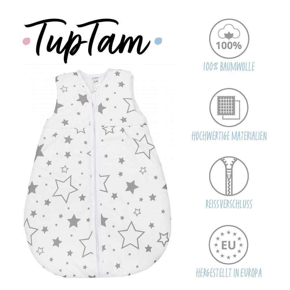 zertifiziert TupTam unisex TEX / ärmellos TOG Babyschlafsack 2.5 Grau OEKO- Sterne Weiß wattiert