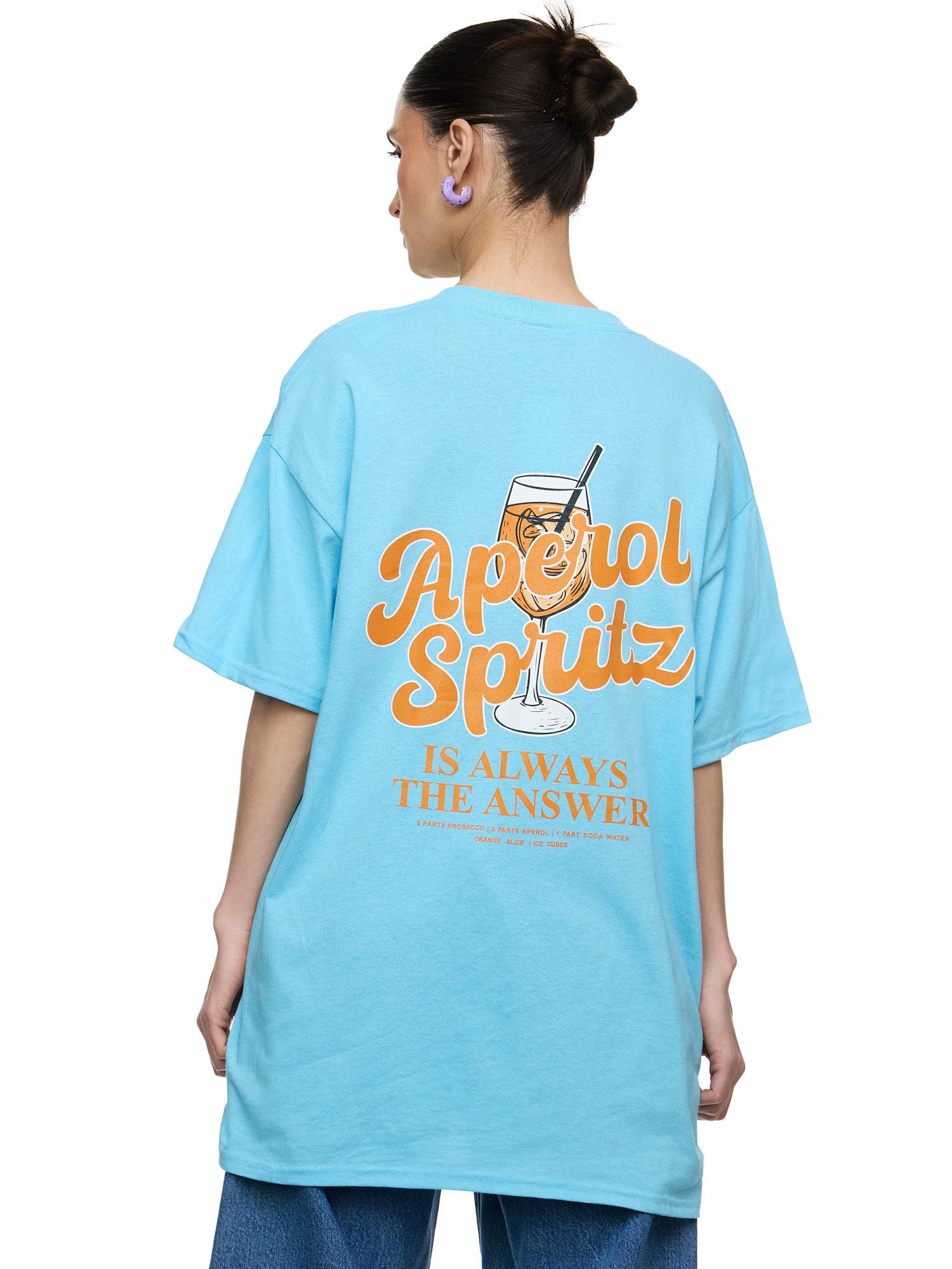 Worldclassca T-Shirt Worldclassca Oversized Print Aperol Spritz T-Shirt Sommer Oberteil PRINT - APEROL SPRITZ - IS ALWAYS THE ANSWEAR