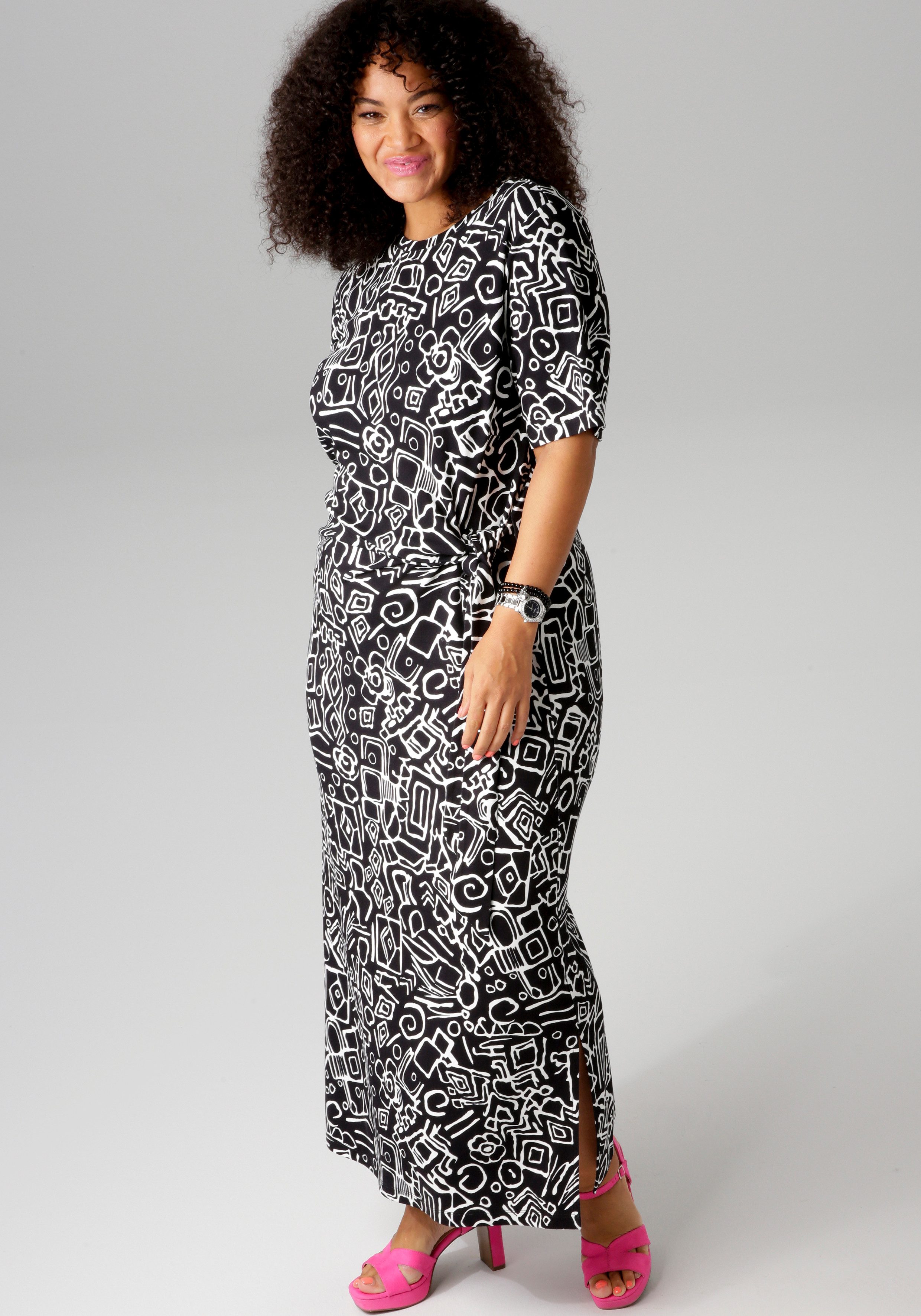 Aniston PLUS Maxikleid, in Wickel-Optik durch seitliches Bindeband günstig online kaufen