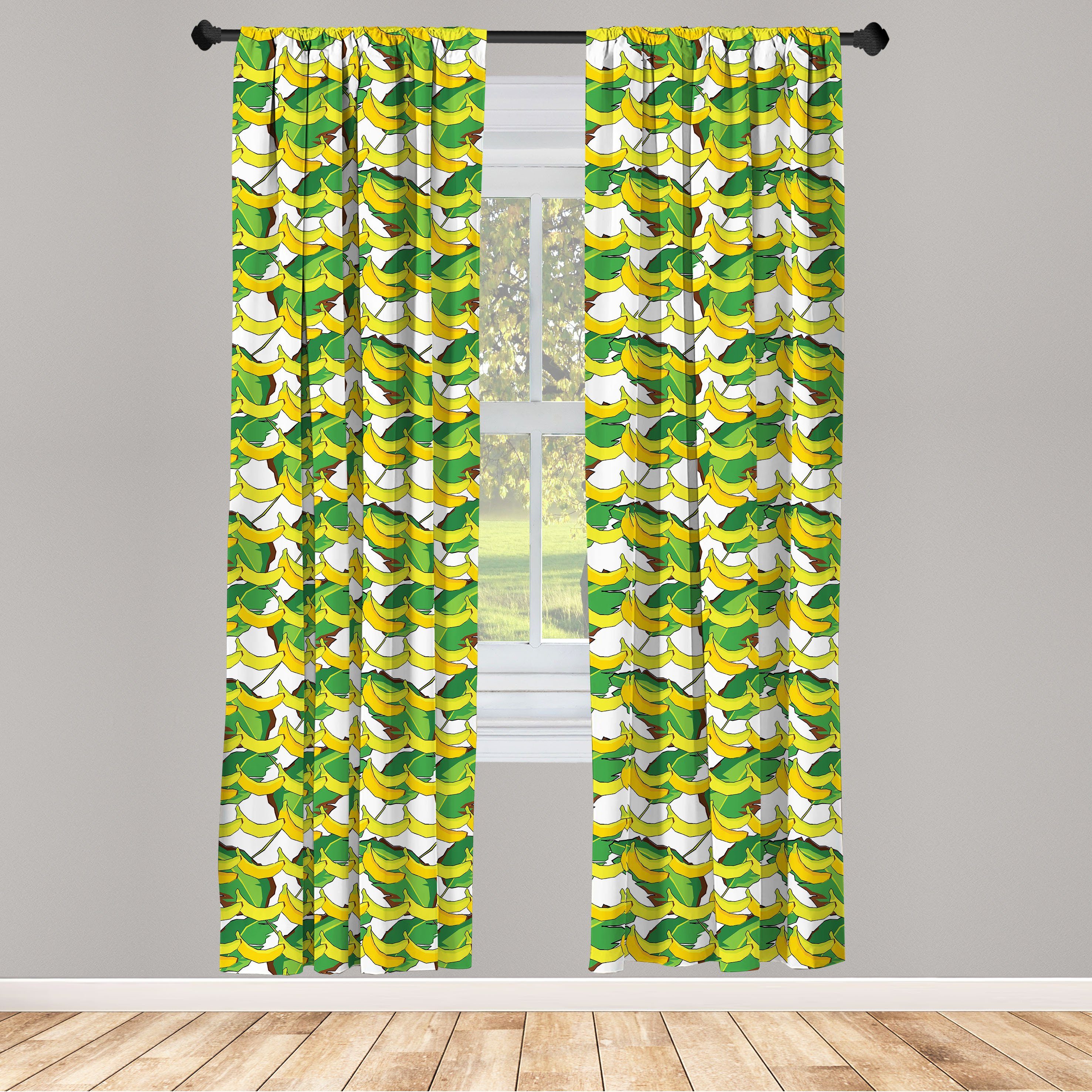 Gardine Vorhang für Wohnzimmer Schlafzimmer Dekor, Abakuhaus, Microfaser, Banane Tropische Früchte und Blätter
