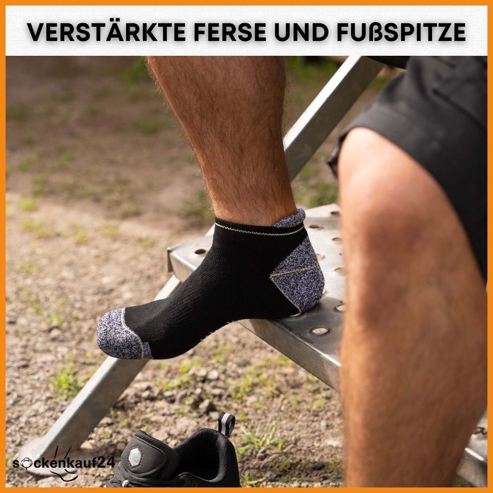 sockenkauf24 Arbeitssocken Herren kurze Socken Sneaker Arbeitssocken atmungsaktiv mit Lasche (6er-Pack) Vollfrottee verstärkte Belastungszonen – Bild 3 von 5