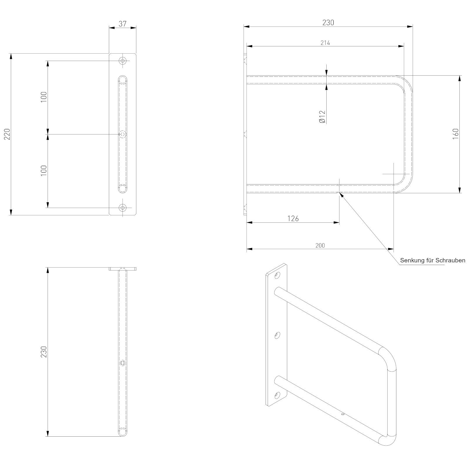 je SO-TECH® Möbelbeschlag für kg Regalkonsole RK05 (1 St), Holzplatten schwarz Paar: Regalwinkel Tragkraft 30 Stahl
