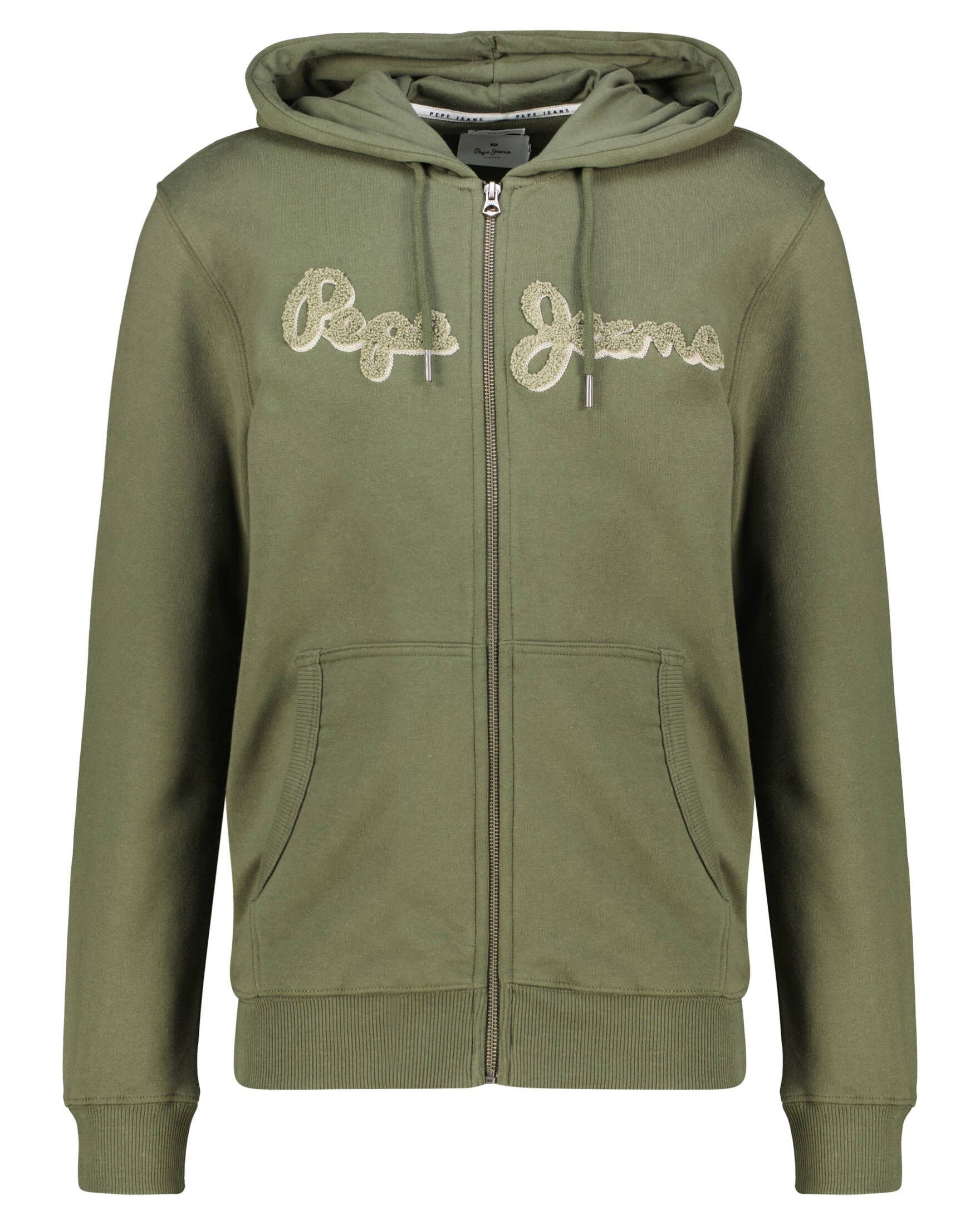 Pepe Jeans Sweatjacke Herren Sweatjacke RYAN ZIP Regular Fit (1-tlg),  Gefütterte Kapuze mit Kordelzug