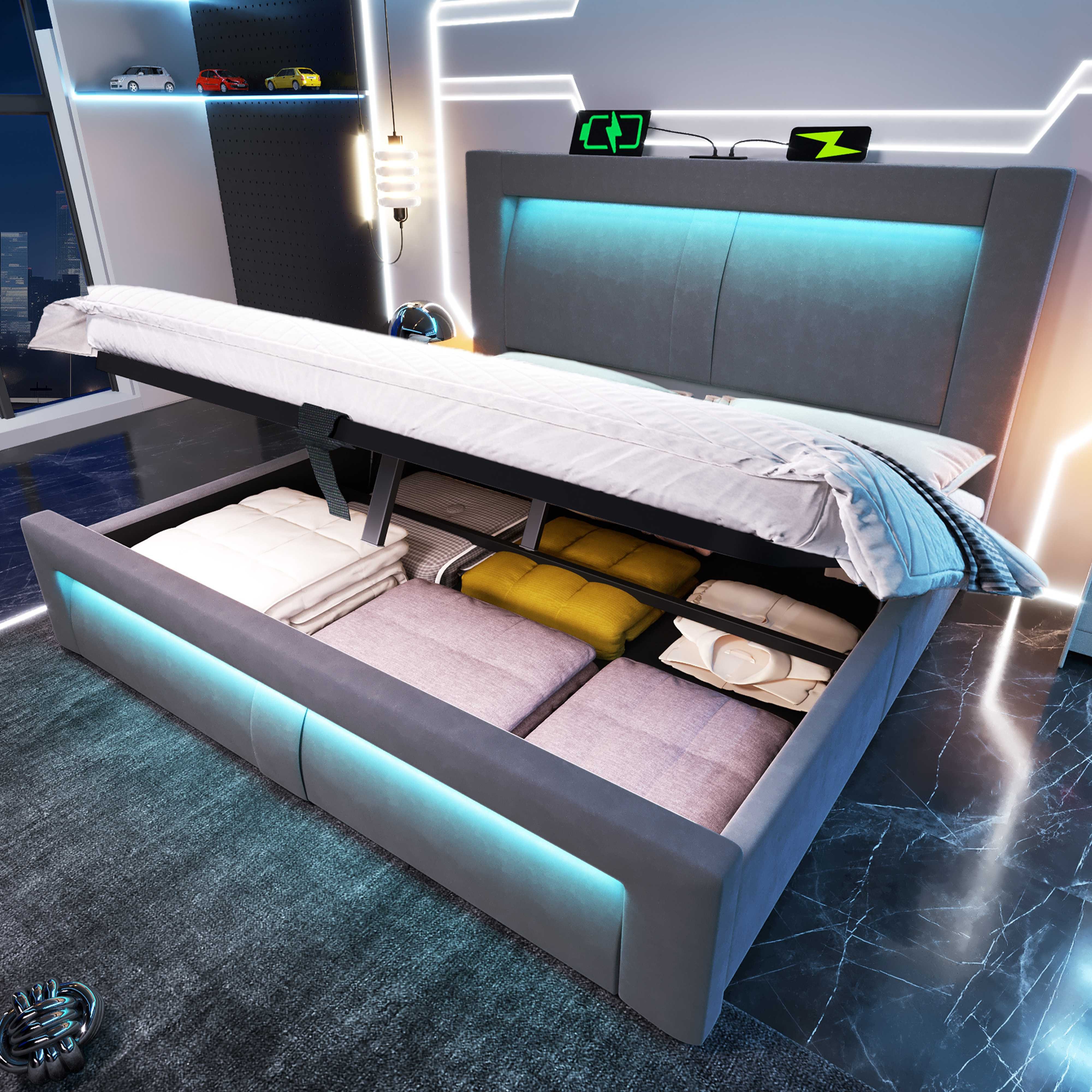 BlingBin Stauraumbett Einzelbett Doppelbett hydraulisches Bett (modern Pols günstig online kaufen