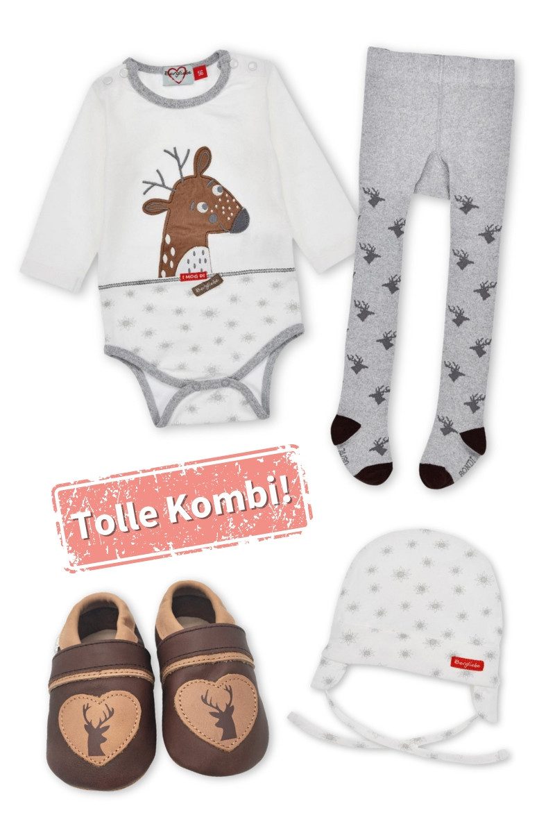 BONDI Trachtensocken Strumpfhose Baby/Kleinkind - HIRSCHE - grau melange – Bild 3 von 3