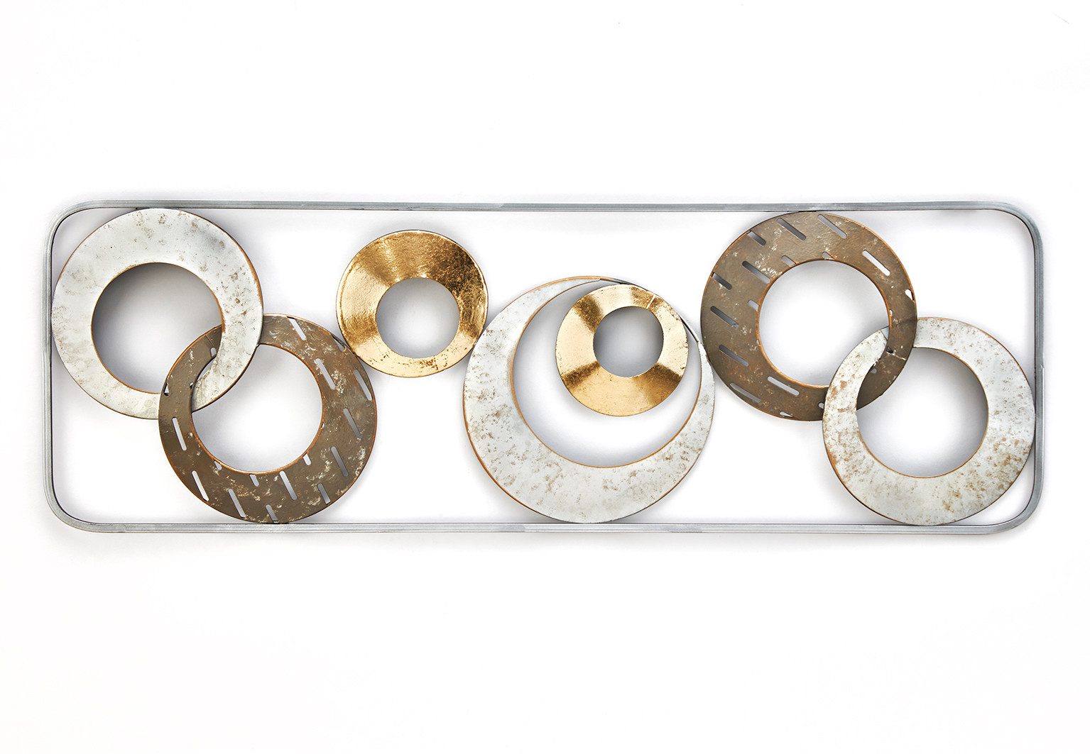 Kobolo Wandbild Wanddekoration KIANO aus Metall in gold und silber, Kreise (1 St)