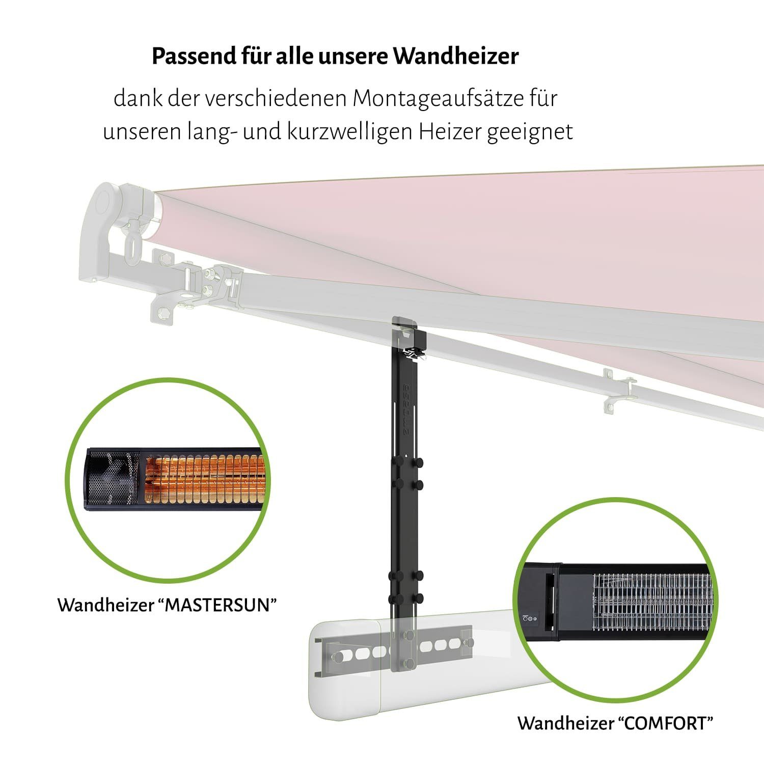 empasa Gelenkarmmarkise "START" / "START PLUS": Heizstrahler Halterung passend für Wandheizer "COMFORT" & "MASTERSUN"