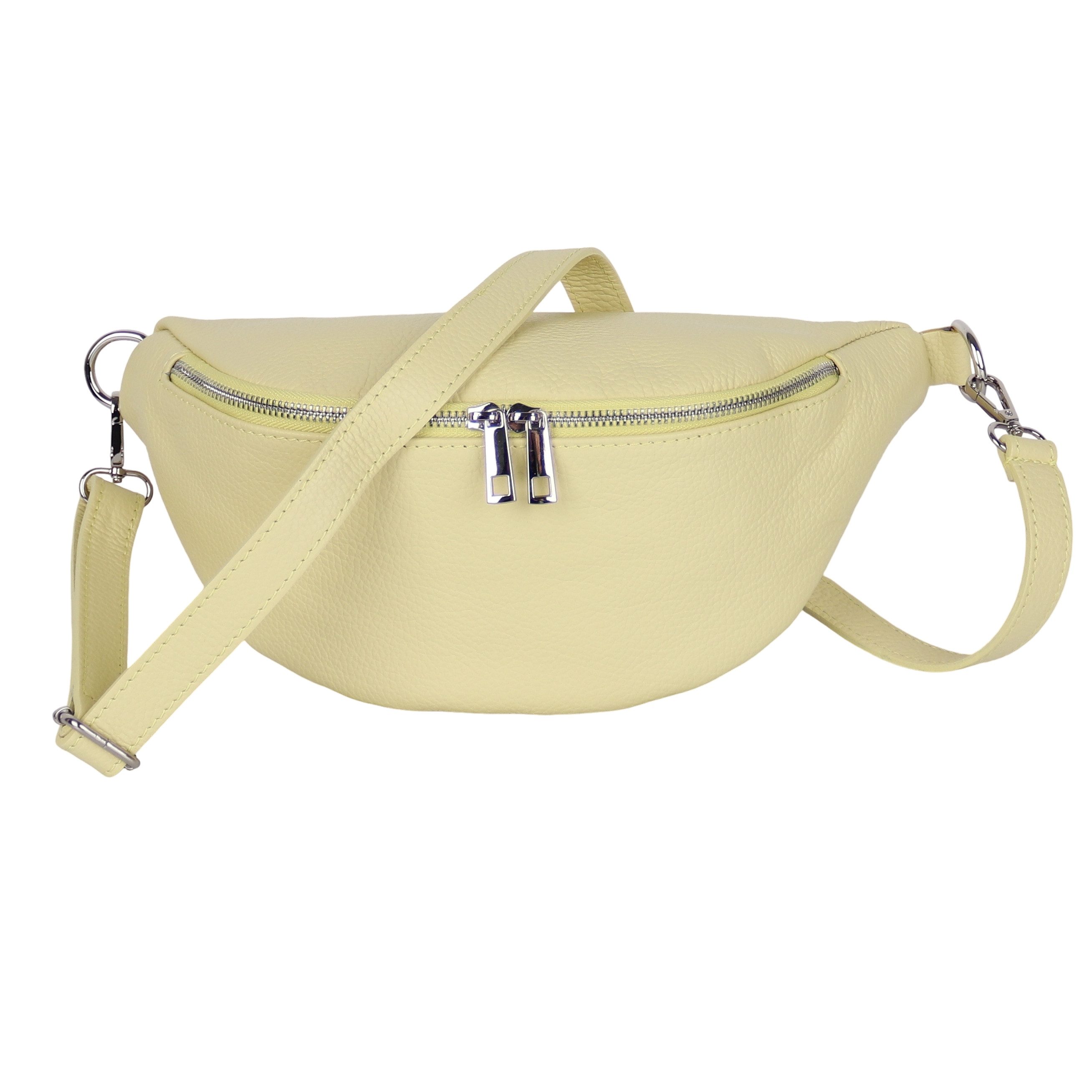 MIRROSI Bauchtasche Damen, Wildleder, Made in Italy, Umhängetasche; Brusttasche (Schultertasche für jeden Anlass (1 Tasche & 1 Gurt), 33x18x12cm, Reißverschlussfach auf der Rückseite), Crossbody Bag, Schulterriemen Länge verstellbar