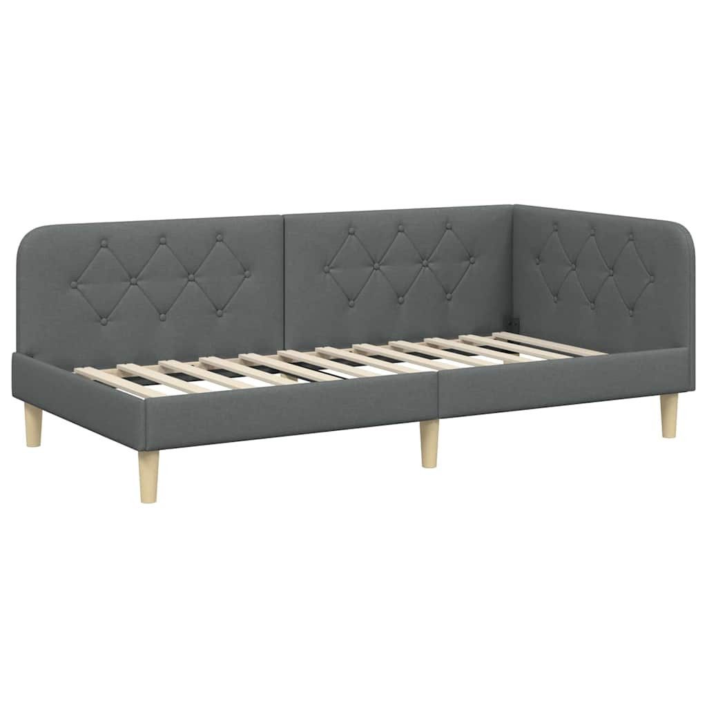 vidaXL Bett Eckbettgestell mit Kopfteil Dunkelgrau 90 x 190 cm Stoff (1-tlg günstig online kaufen