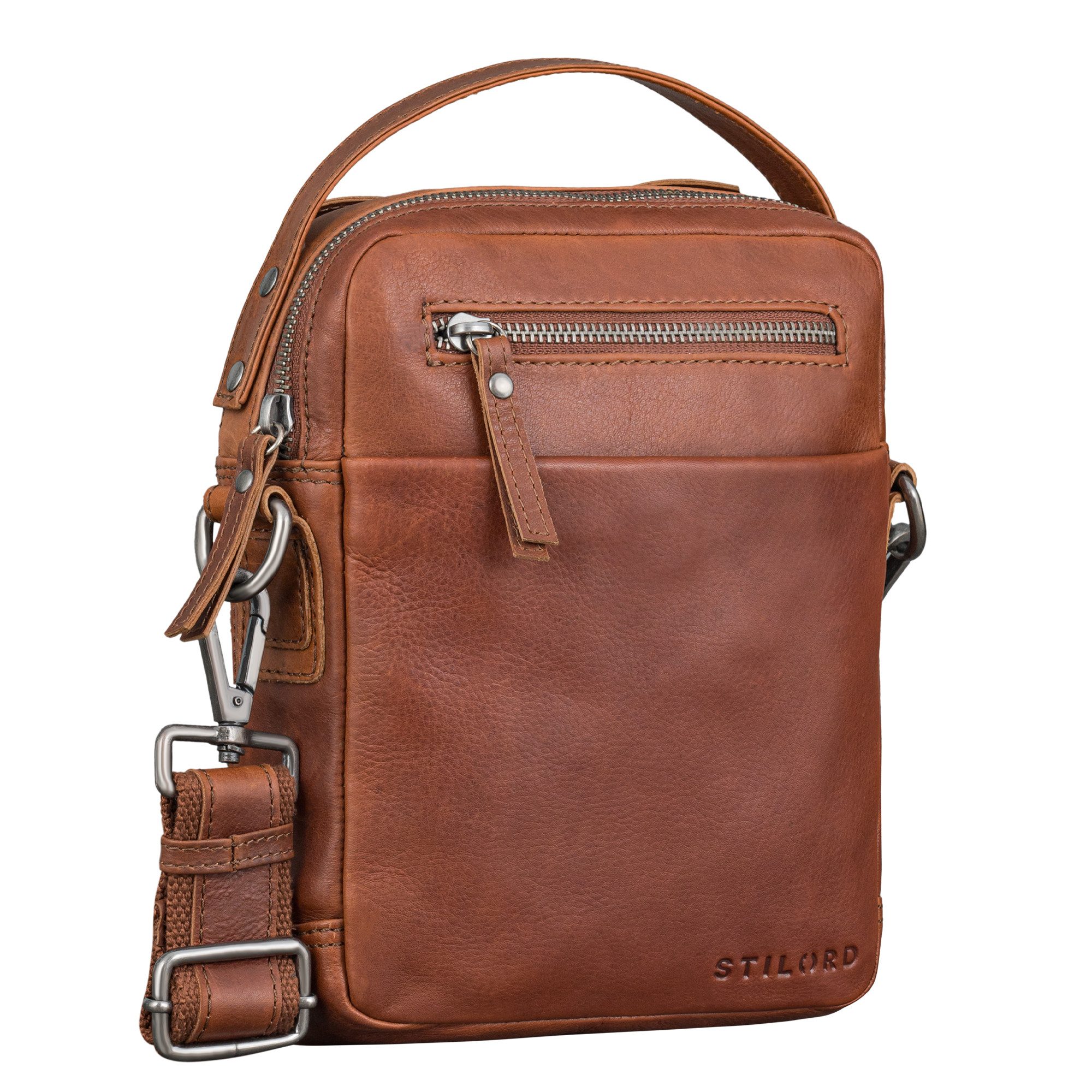 STILORD Schultertasche "Byron" Elegante Umhängetasche Herren Klein Leder mit vielen Fächern