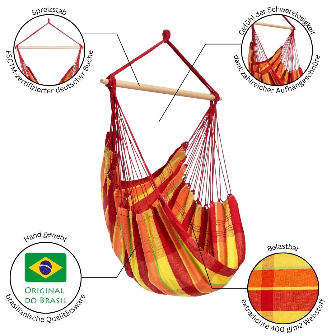 Amazonas Hängesessel Brasil KingSize Hängestuhl (Belastbarkeit 150 kg, Hand günstig online kaufen
