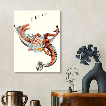 Posterlounge XXL-Wandbild Wyatt9, Velociraptor im Bett, Kinderzimmer Illustration
