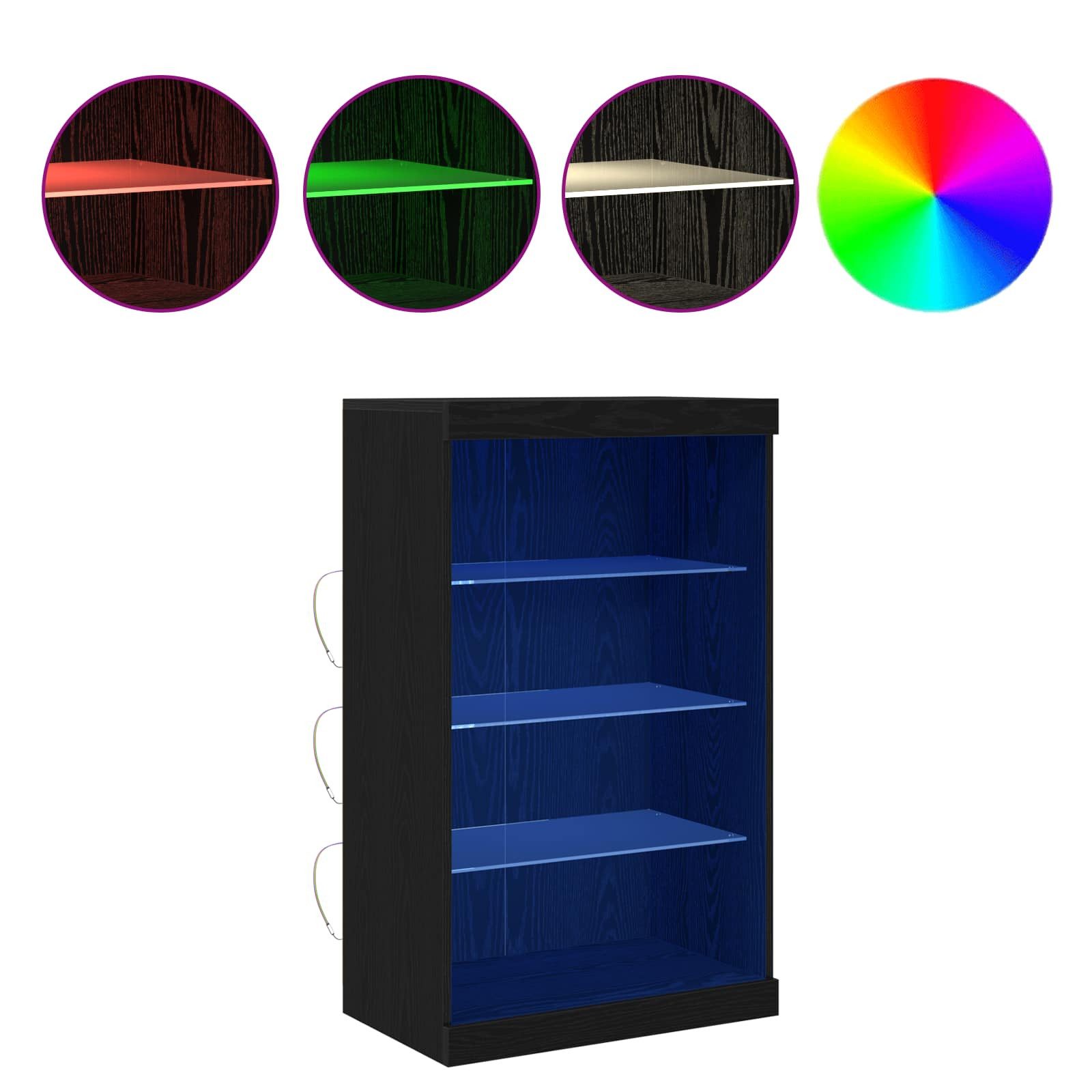 vidaXL Sideboard LED-Sideboard Schwarz Eichen-Optik 60,5 x 37 x 100 cm (1 St)