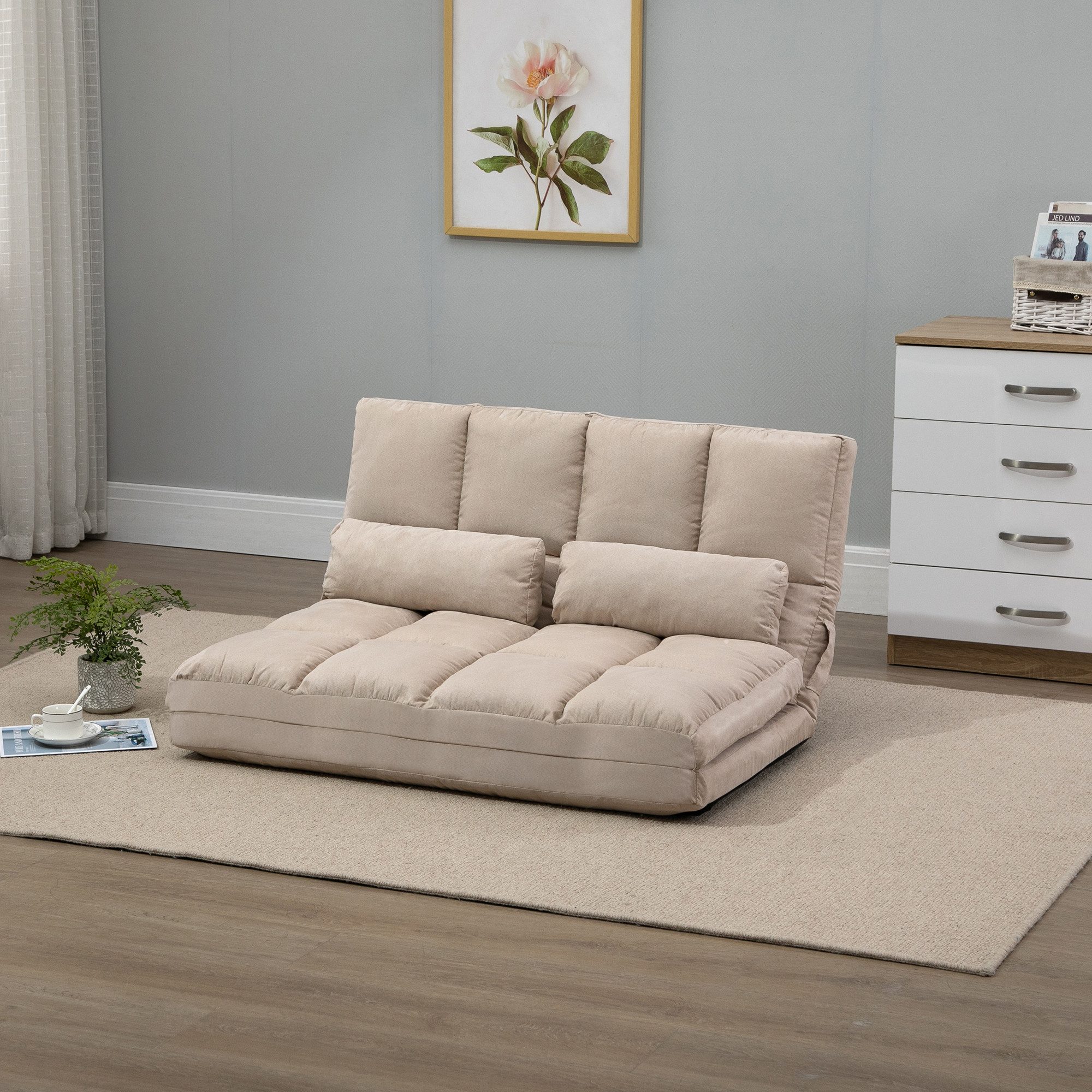 HOMCOM Relaxsessel 2-in-1 Bodensessel (Klappbett, 1-St., günstig online kaufen