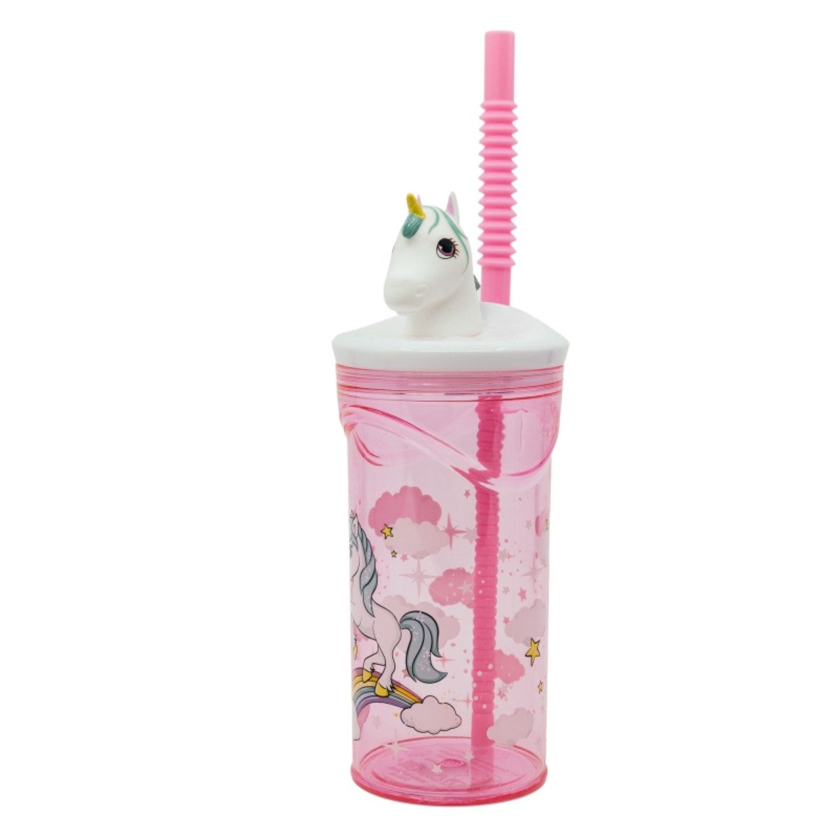 unicorn Trinkflasche Trinkbecher 3D Kinderbecher & Strohhalmbecher 360 ml – Bild 2 von 4
