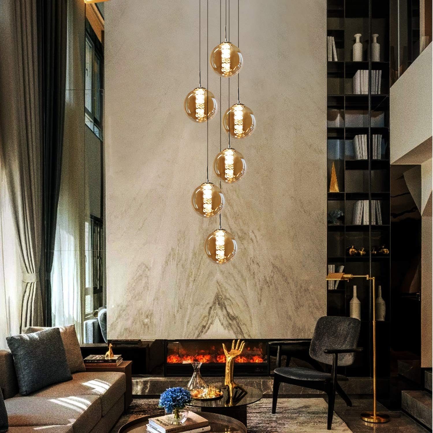 Nettlife Pendelleuchte G9 Pendelleuchte 3-flammig Bernstein/Grau Glas, Höhe günstig online kaufen