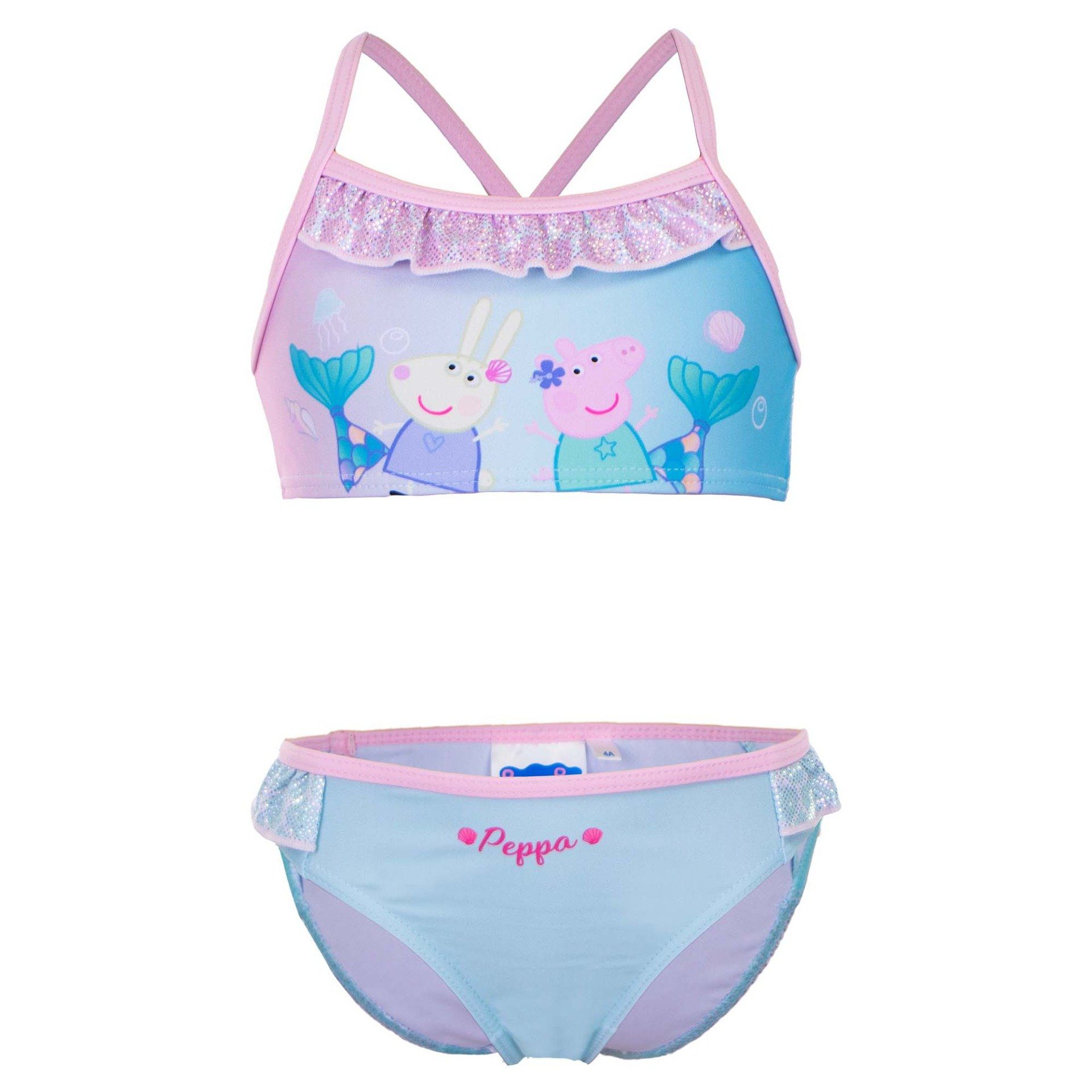 Peppa Pig Bustier-Bikini Peppa Wutz Kinder Bikini Gr. 98 bis 116 Blau