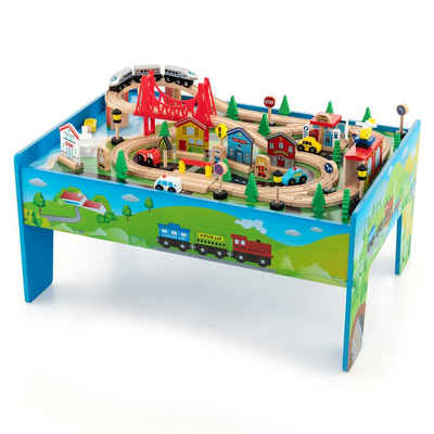 COSTWAY Spielzeug-Eisenbahn, (80-tlg), umkehrbar&abnembar, Holz