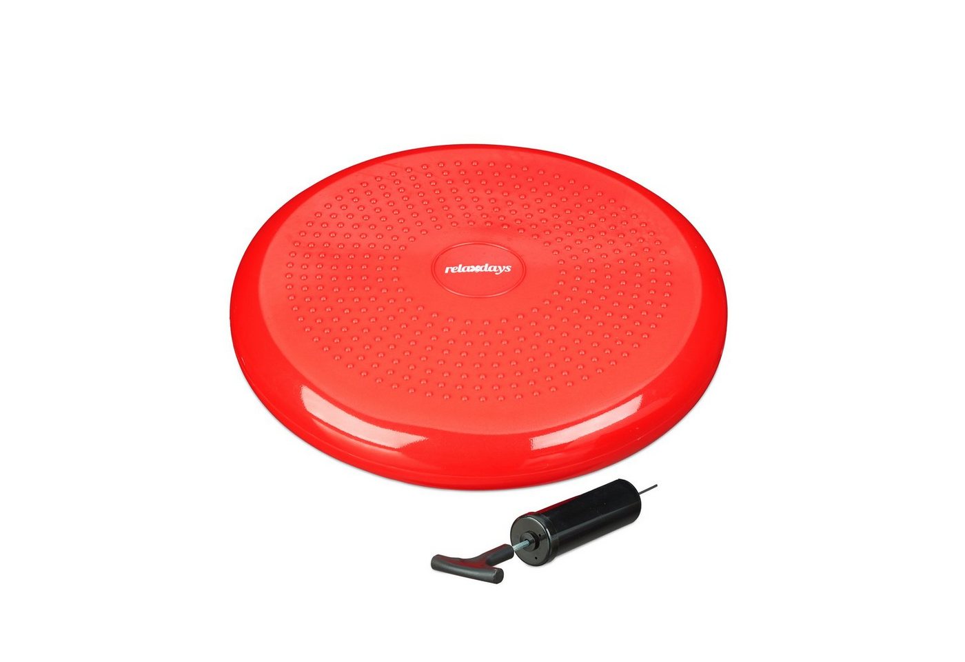relaxdays Ballsitzkissen Balance Kissen 33 cm mit Luftpumpe, rot