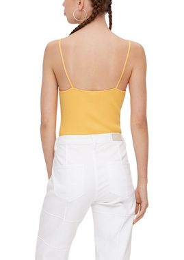 QS Shirttop Crop Top aus Viskosemix Zierknopf