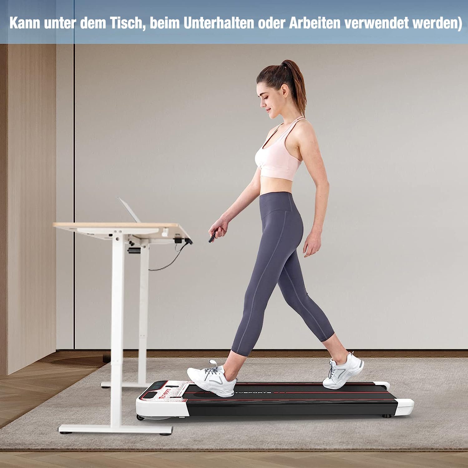 CITYSPORTS Laufband, Laufband Underdesk Weiß-Rot Walking WP2S Pad Jogging Treadmill