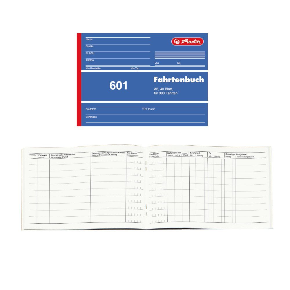Herlitz Geschäftspapier Herlitz Fahrtenbuch 601 / A6 / 40 Blatt