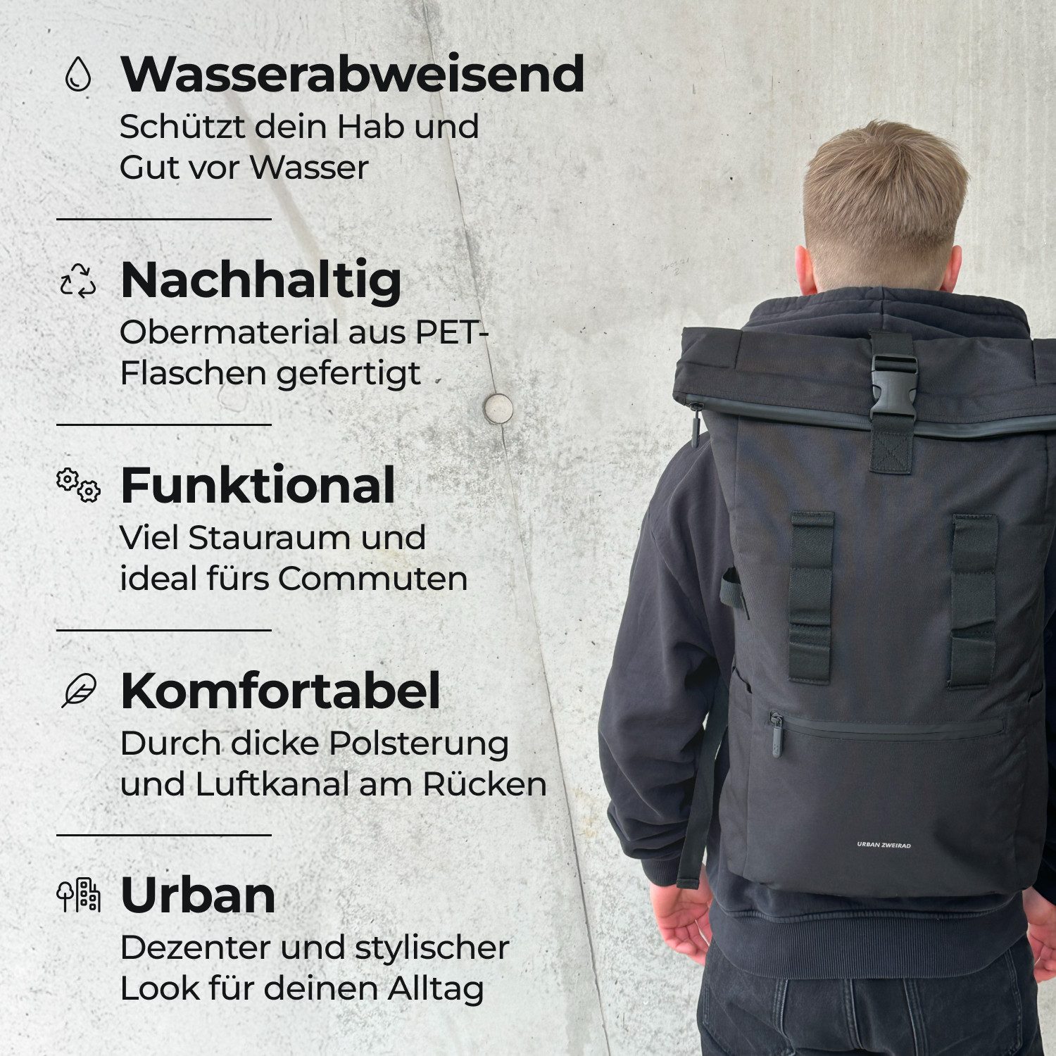 URBAN ZWEIRAD Freizeitrucksack Rolltop Rucksack Daily günstig online kaufen