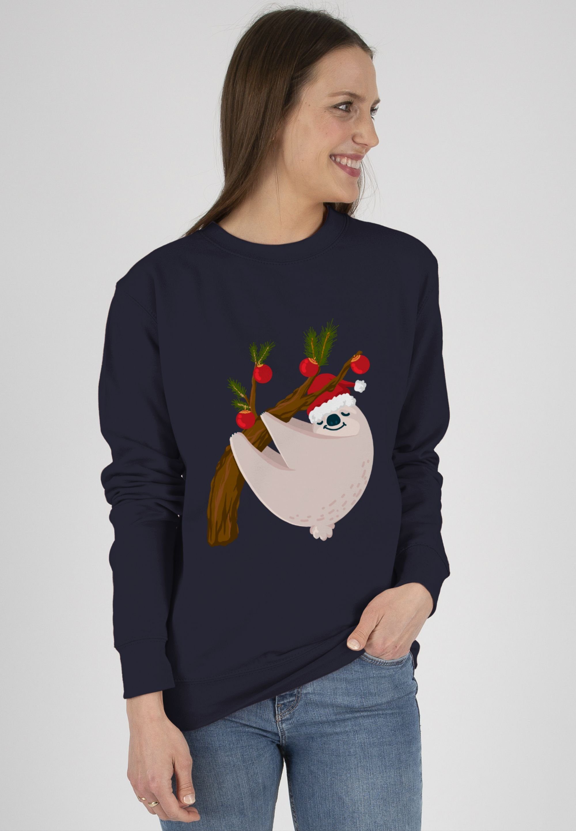 Weihnachten Weihachten Faultier (1-tlg) Dunkelblau 1 Sweatshirt Kleidung Shirtracer