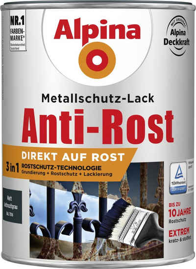 Alpina Metallschutzlack Alpina Metallschutz-Lack Anti-Rost 2,5 L anthrazit