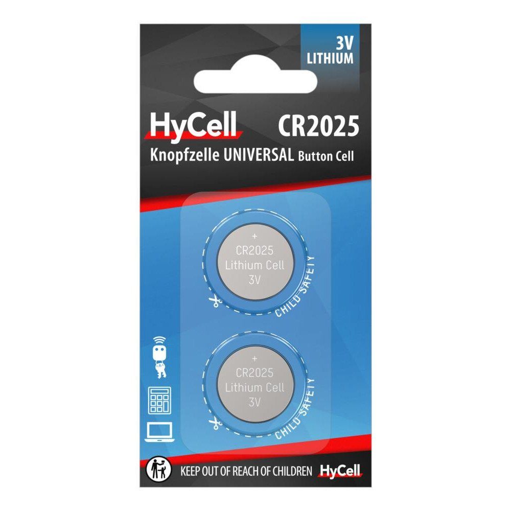 HyCell Knopfzelle CR 2025, 2er Blister Batterie