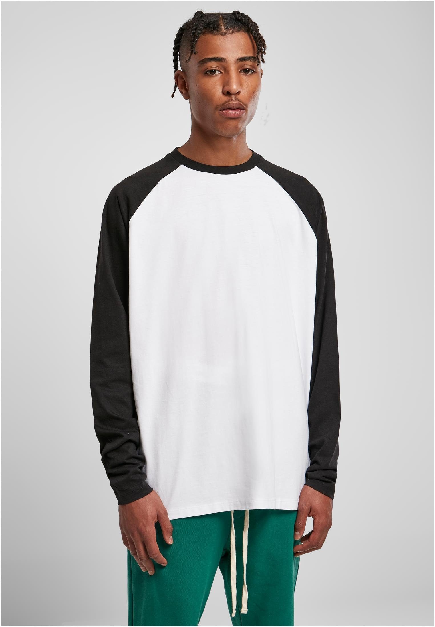 URBAN CLASSICS T-Shirt Herren Organic Oversized Raglan Longsleeve (1-tlg) white/black