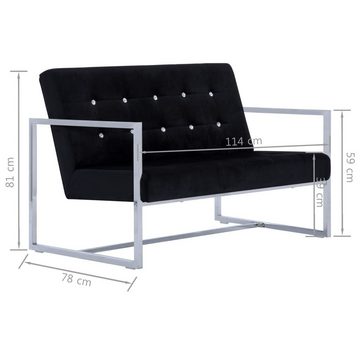 vidaXL Sofa 2-Sitzer-Sofa mit Armlehnen Schwarz Chrom und Samt