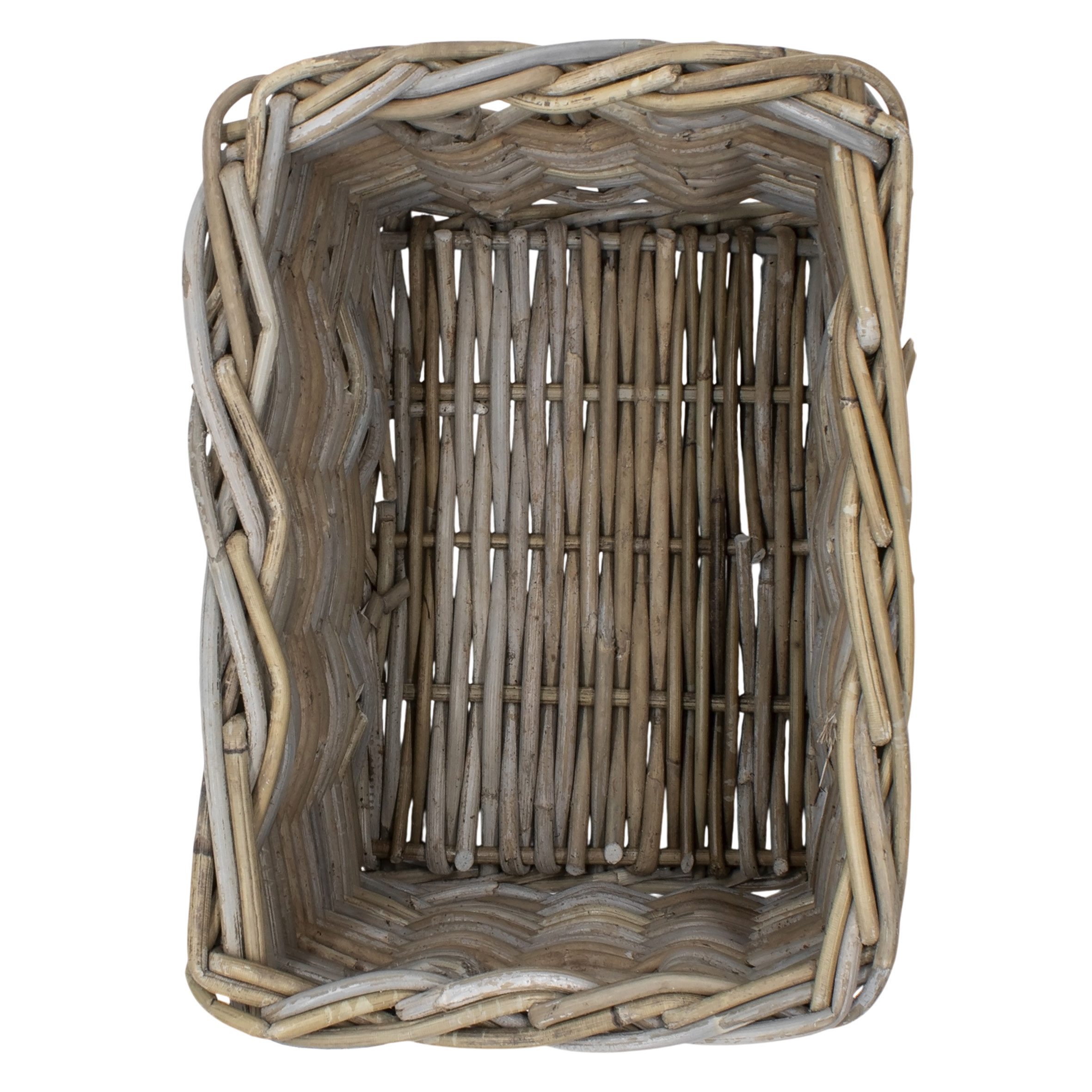 Spetebo Aufbewahrungskorb Rattan Aufbewahrungkorb rechteckig shabby grau (Anzahl, 1 St., Stück), mit 2 Griffen