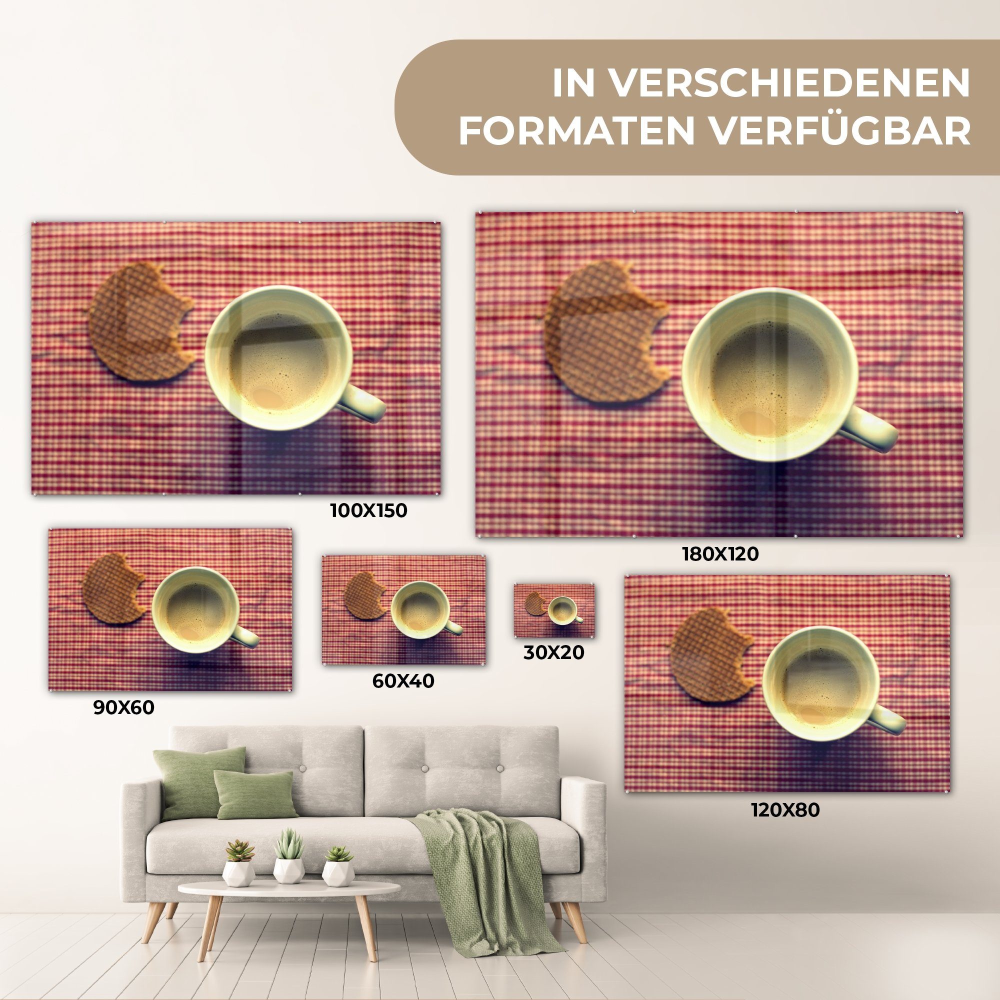 Acrylglasbilder Wohnzimmer Sirupwaffel mit St), Schlafzimmer Kaffee, (1 MuchoWow & Acrylglasbild