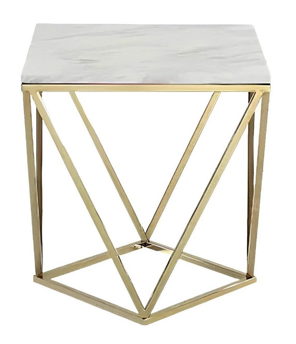 JVmoebel Beistelltisch Elegante Konsole aus glänzendem Metall und Marmor (Beistelltisch), Made in Europa