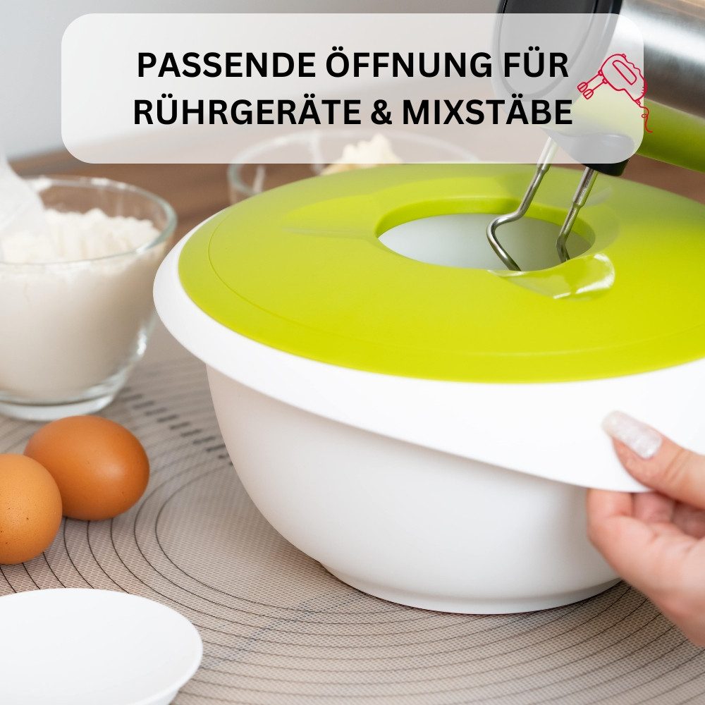 WESTMARK Rührschüssel mit zweigeteiltem Deckel, 2,5 l, Mit Ausgießer, Kunststoff, Weiß/Apfel, PP, PE