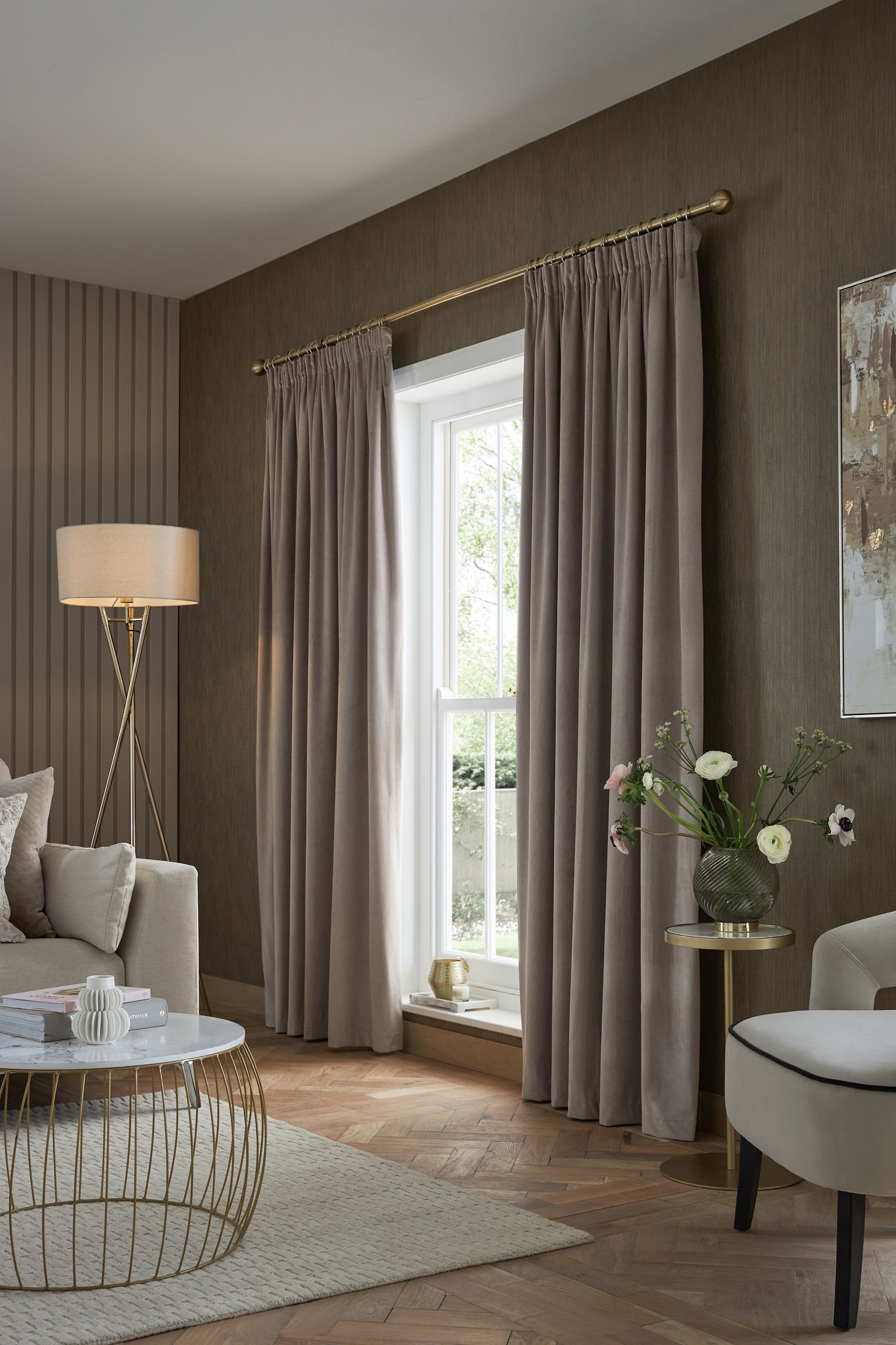 Next Vorhang Thermo-Vorhänge aus Mattsamt mit Bleistiftfalten (2 St)