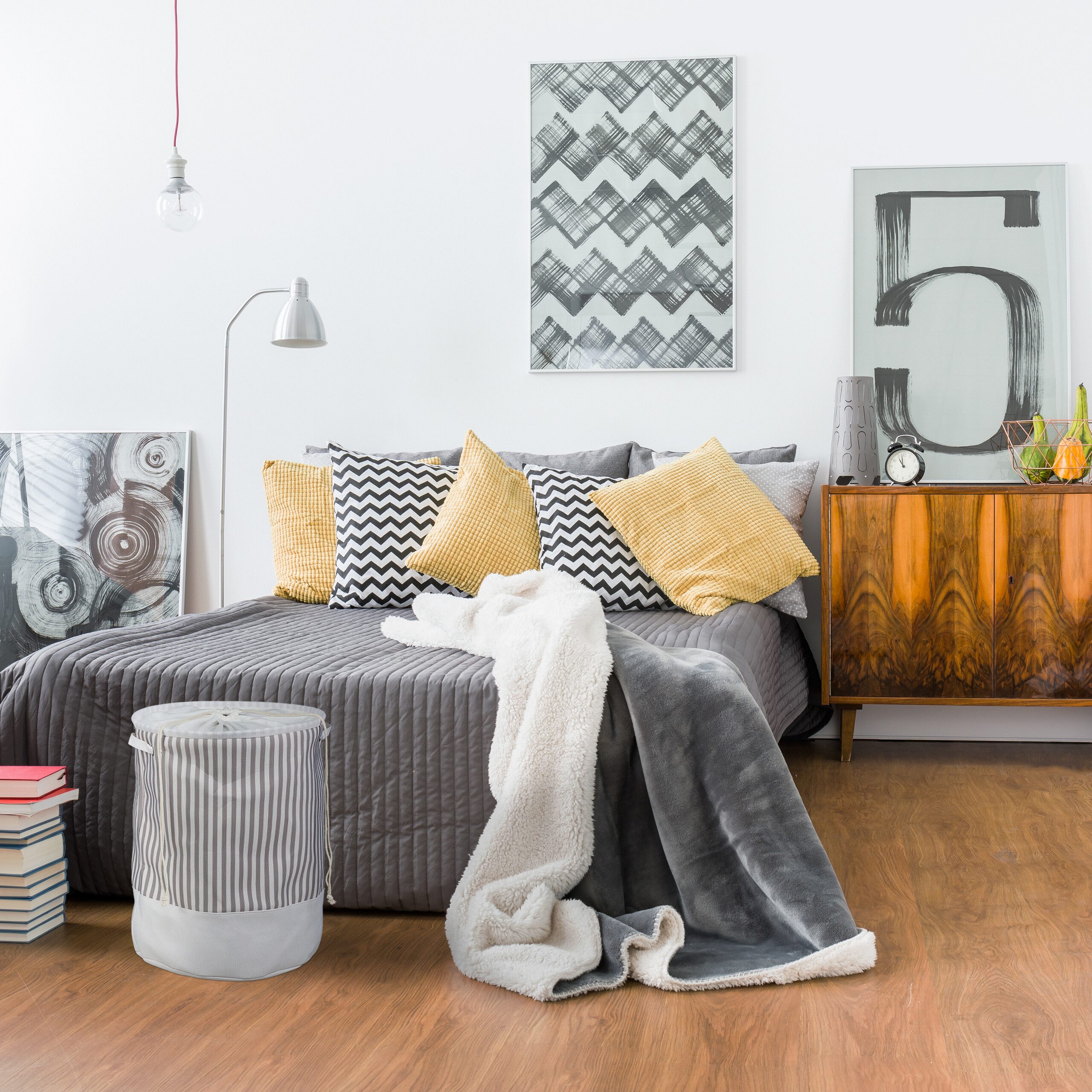 relaxdays Wäschekorb Stoff mit Streife günstig online kaufen