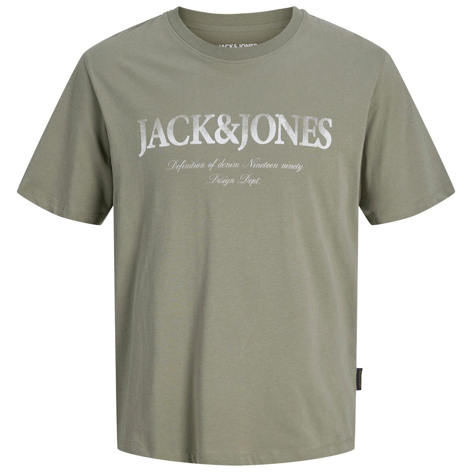 Jack & Jones Rundhalsshirt Jack&Jones Übergröße T-Shirt khaki Logoprint JJDEVIN