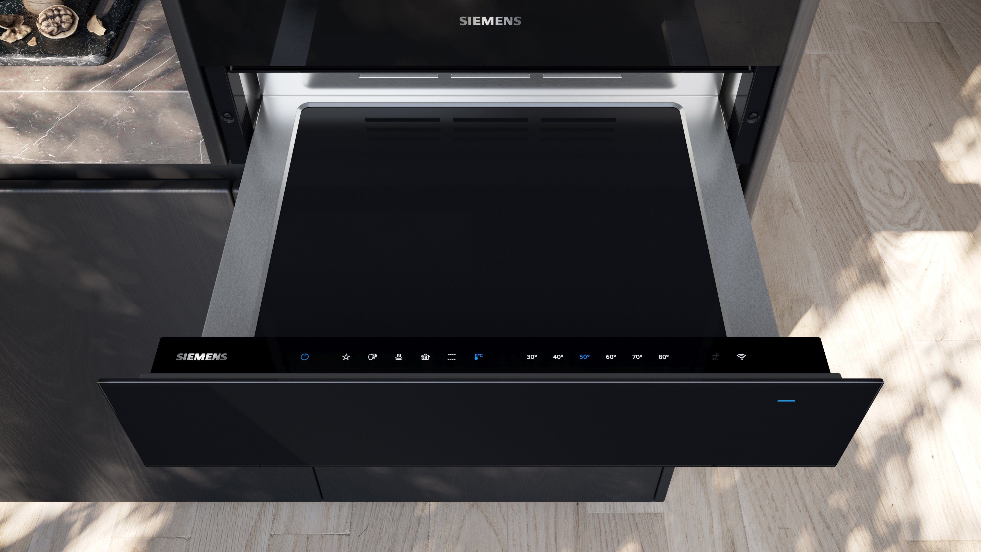 SIEMENS Einbau-Wärmeschublade BI710C1B1, intuitive Touch-Bedienung