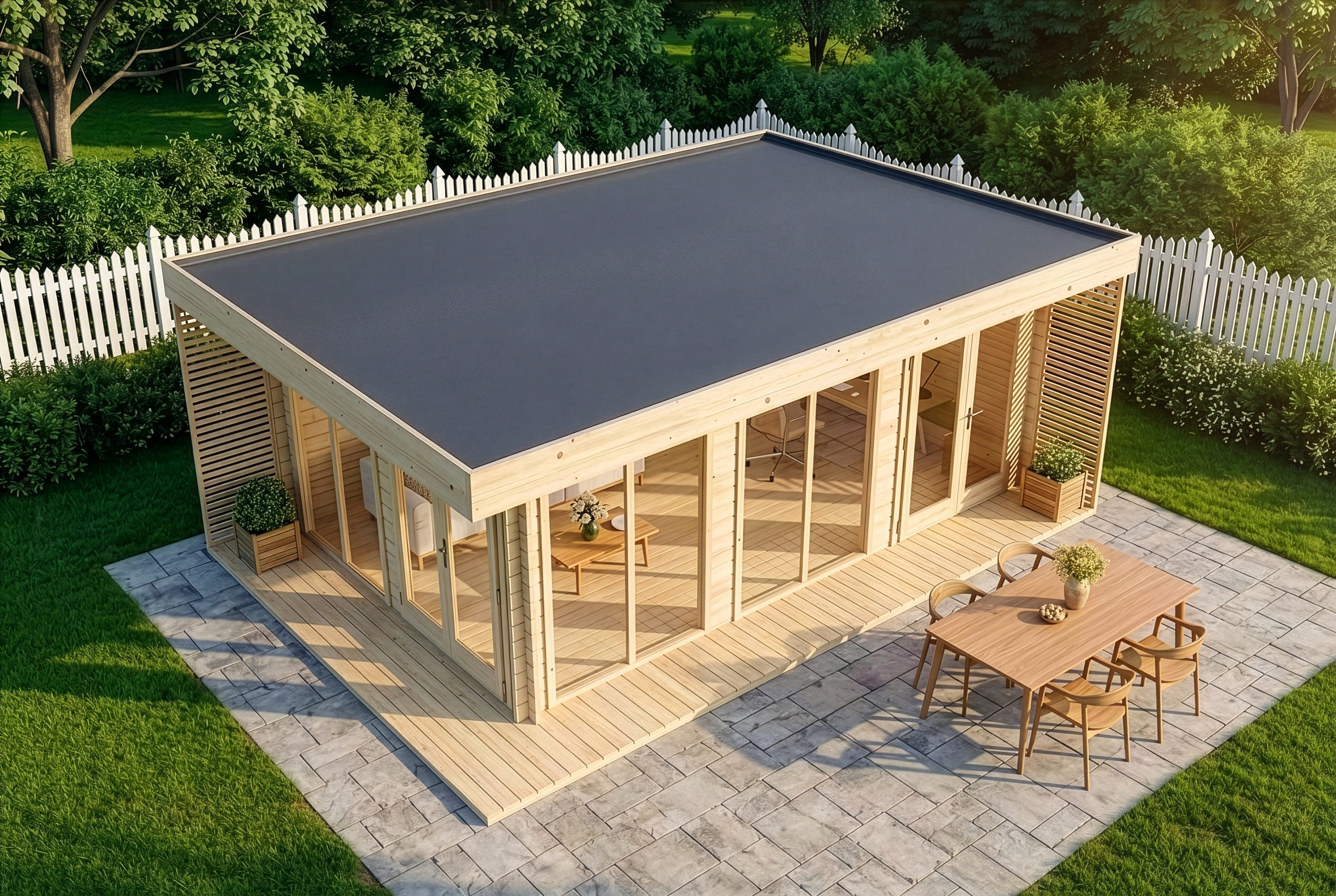 Alpholz Gartenhaus Holz Gardenlounge Viva B, BxT: 668x472 cm, in Naturbelassen mit 44mm Wandstärke