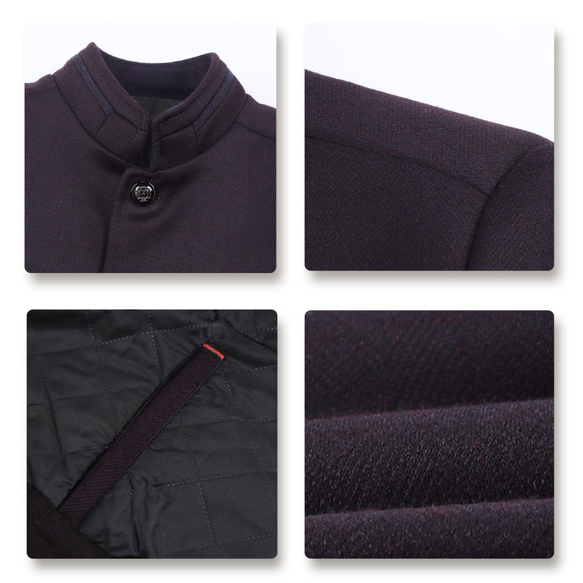 Allthemen Kurzmantel Herren Manteljacke mit Stehkragen Wollmantel Winter Business Jacke