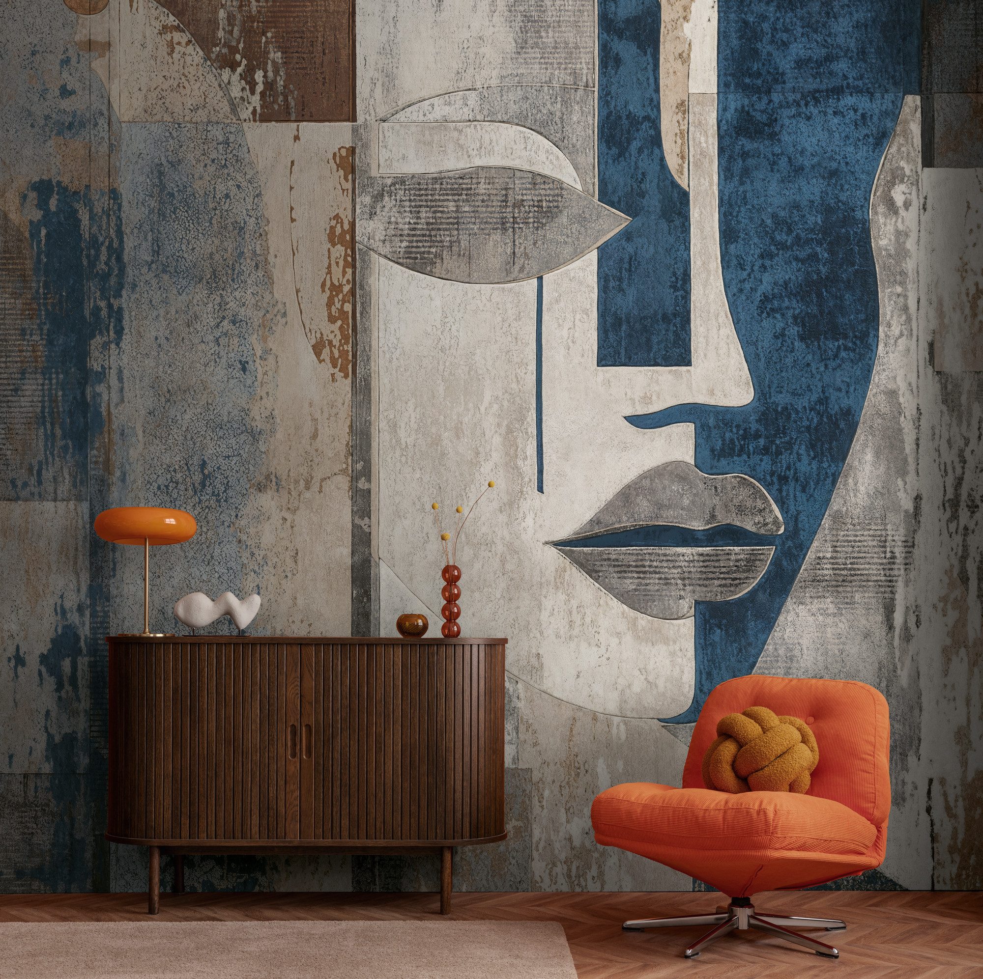 living walls Fototapete The Wall 4 Graphics – Abstraktes Kunstporträt Vlies-Fototapete, leicht strukturiert, Kunst, matt, Motiv, (1 St), Abstraktes Kunstporträt mit fließender Tiefenwirkung