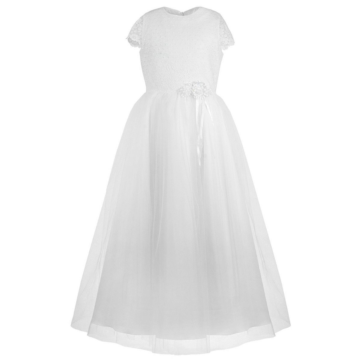 Dalary Tüllkleid Blumenmädchenkleid Kommunionkleid Dalary DK-223 Weiß