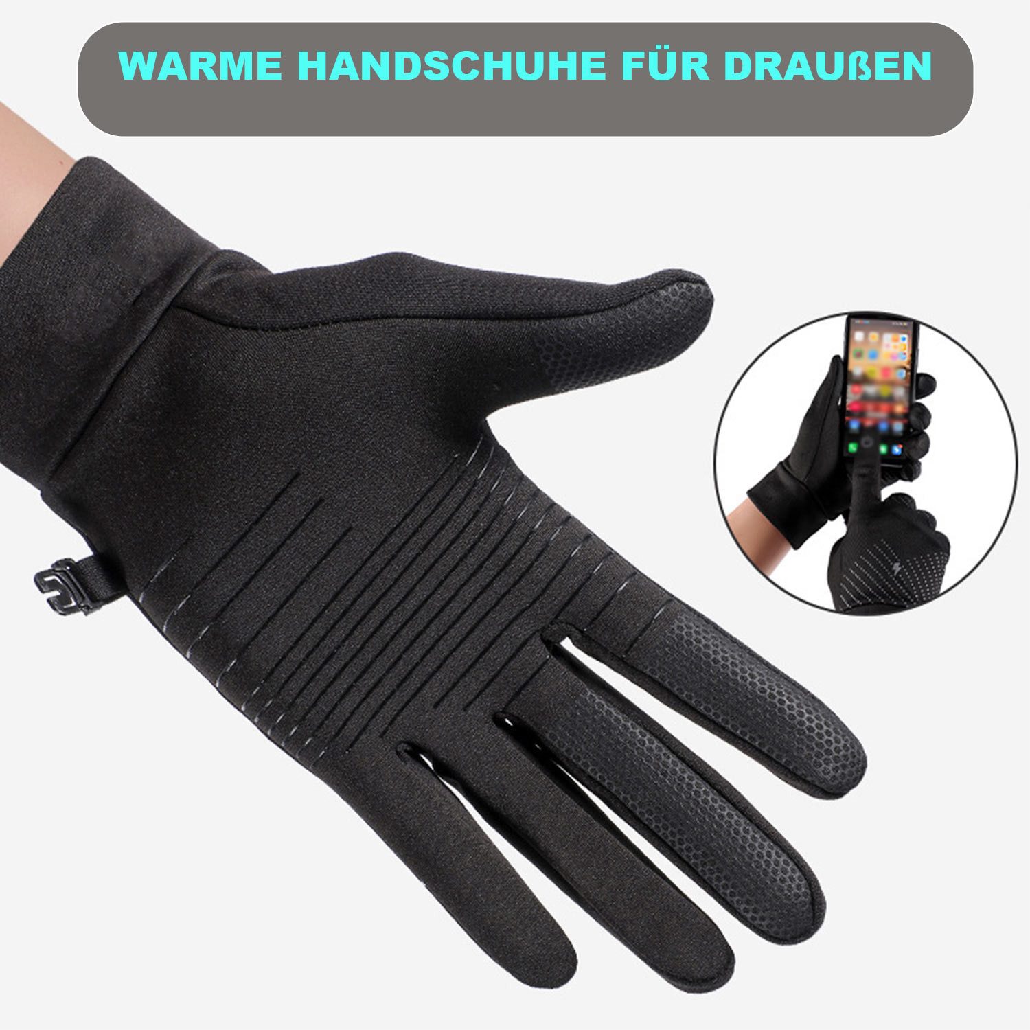 Refttenw Fahrradhandschuhe Herren Damen Winter Winddicht Touchscreen Handschuhe für Outdoor Sport