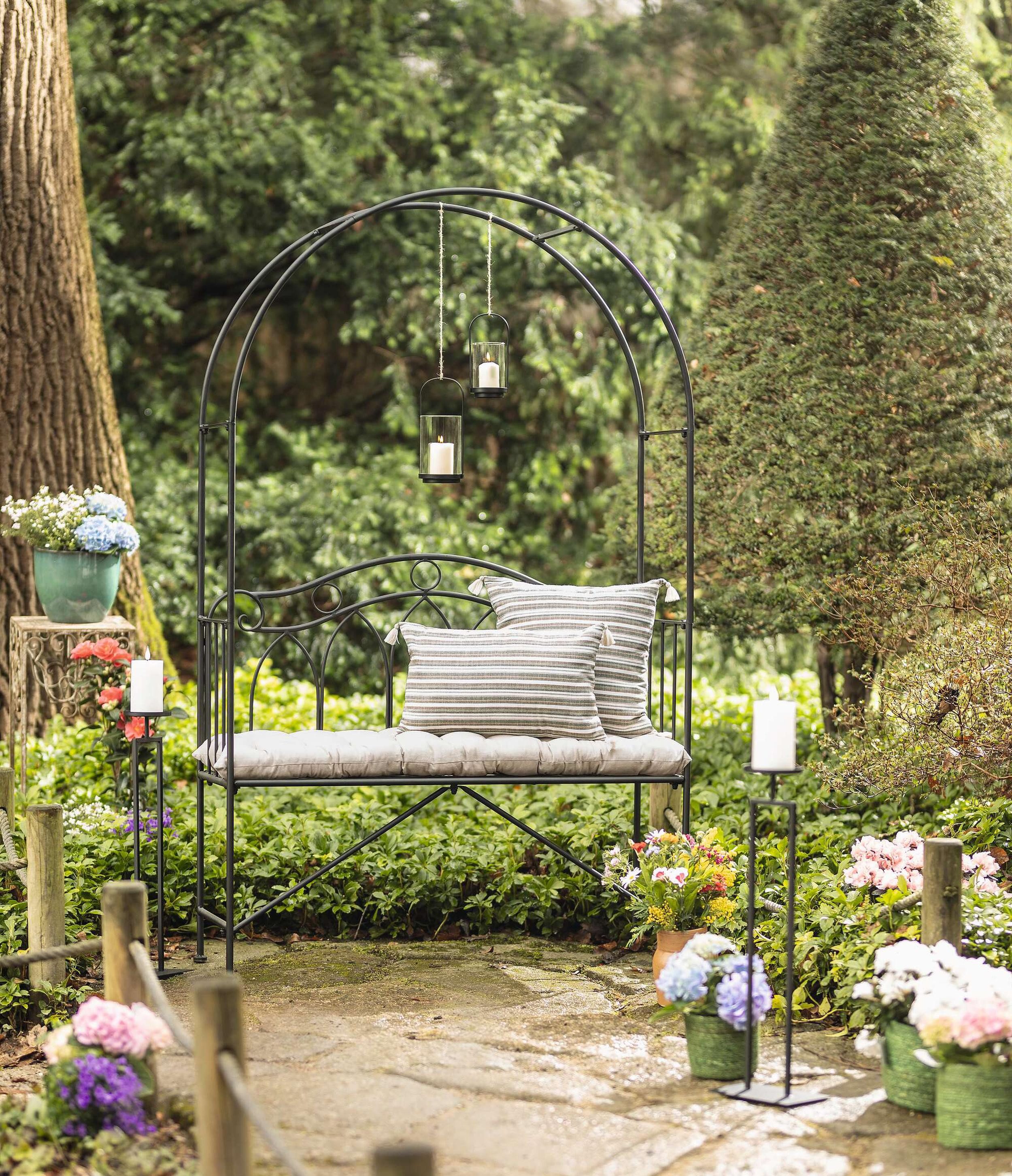 Frank Flechtwaren Bankauflage Bankauflage Beige Baumwolle 40x120cm – Sitzauflage Gartenbank